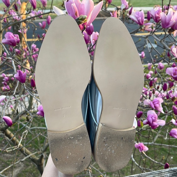 EVERLANE Italy Leather E2 Shine Modern Oxford Silver Lace up Women's Shoes Size - Picture 11 of 16